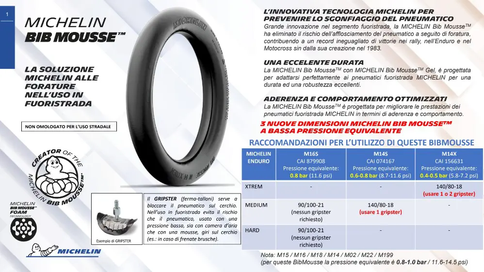 MOUSSE MICHELIN OFFERTA Ragni Moto